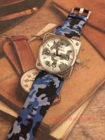 New Bell and Ross Copy Camouflage Dial Blue Camouflage Rubber Strap 46mm Watch